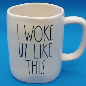 Rae Dunn "I Woke Up Like This" Mug White Ceramic Cup Magenta Large Farmhouse 202